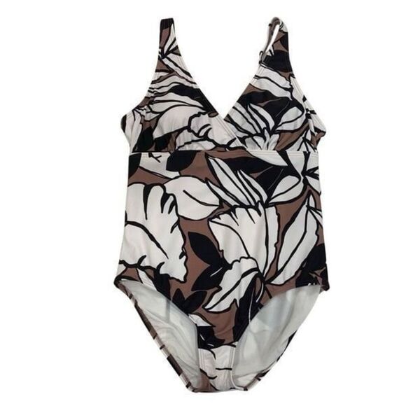 Lands' End -  Women's Floral Print V-Neck One Piece S Black - Picture 3 of 4